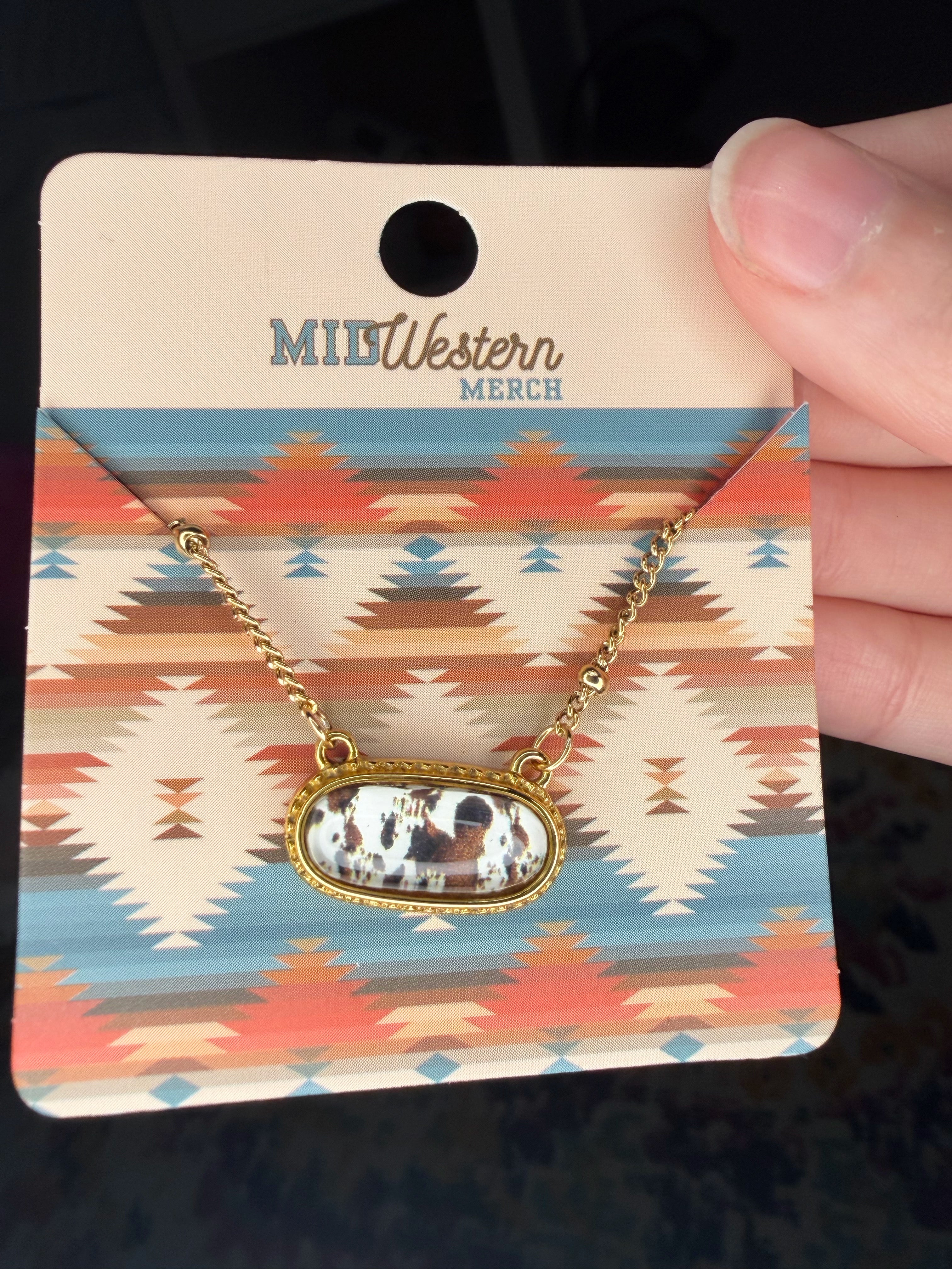 Cowhide Charm Pendant Necklace