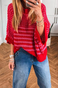 Red Romantic Short Sleeved Sweater