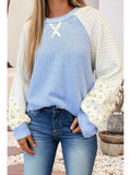 Sky Blue Patchwork Sleeve Top